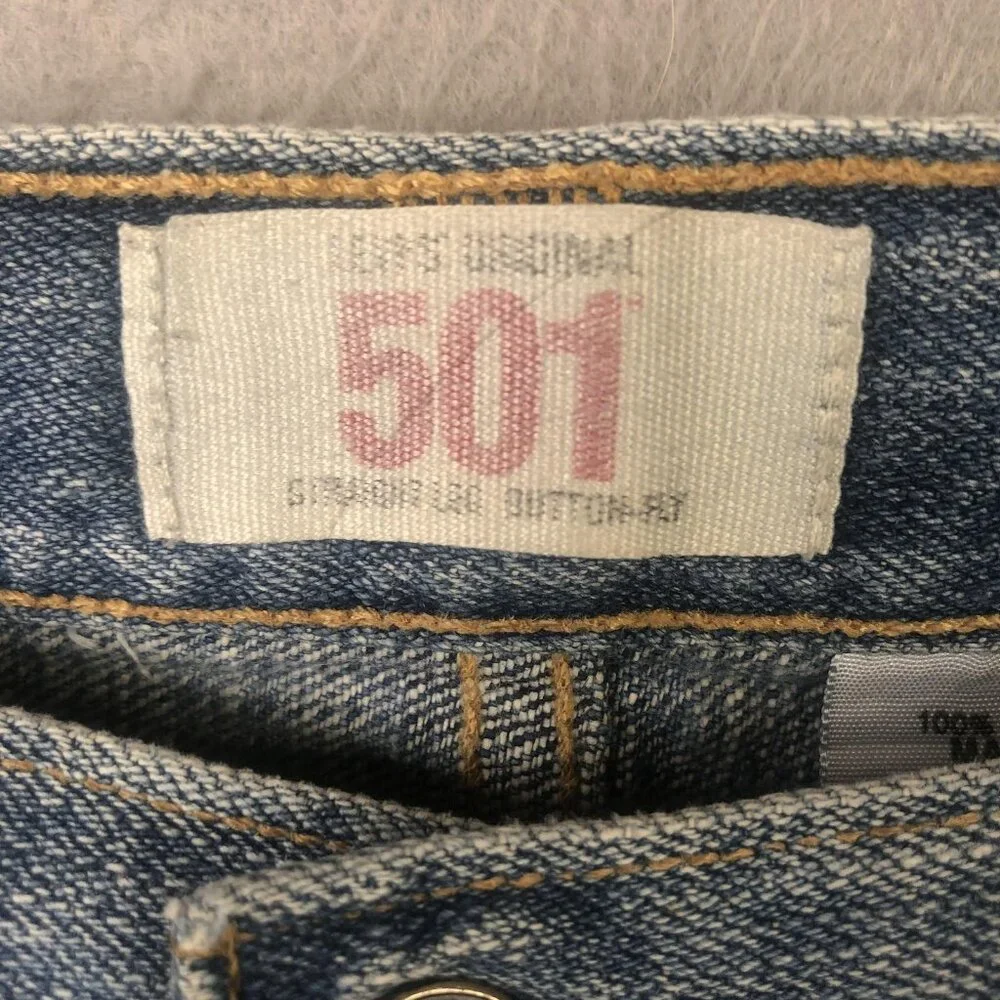 Vintage Levis 501 Jeans Mens 34x30 Leather Patch Button Fly WPL423 Faded Mexico